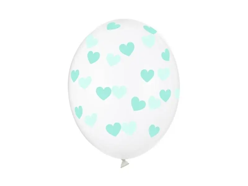 Balony Serduszka Crystal Clear 30cm 6szt - PartyDeco