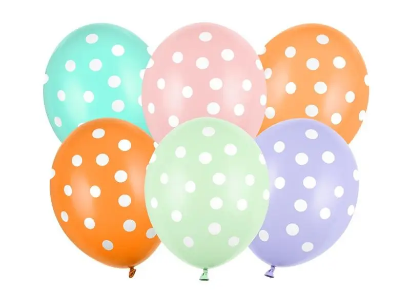 Balony kropki 30cm 6szt - PartyDeco