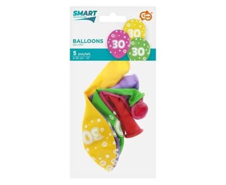 Balony liczba 30 urodziny 30cm 5szt - Godan