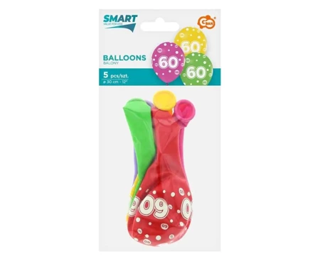 Balony liczba 60 urodziny 30cm 5szt - Godan