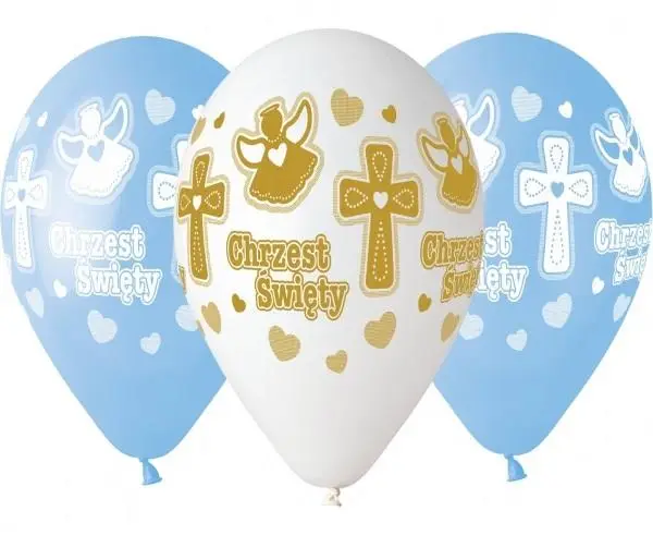 Balony premium hel Chrzest chłopca 33cm 5szt - Godan