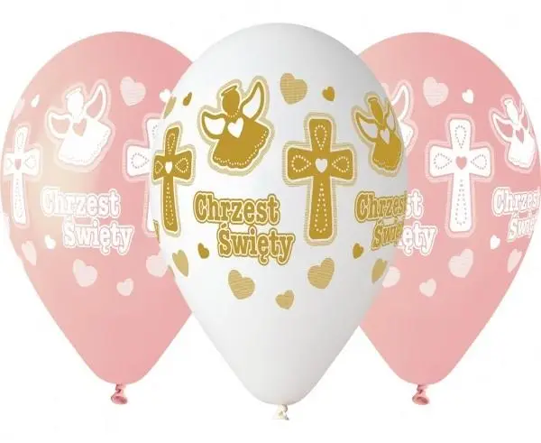 Balony premium hel Chrzest dziewczynki 33cm 5szt - Godan