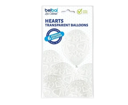 Balony transparentne serca 30,5cm 6szt - Godan