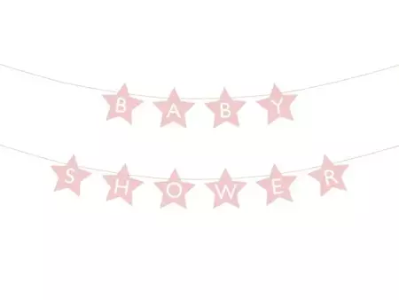 Baner Baby shower jasny różowy 290x16.5cm - PartyDeco