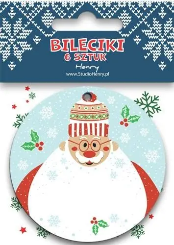 Bileciki do prezentów Mikołaj z brodą - Henry