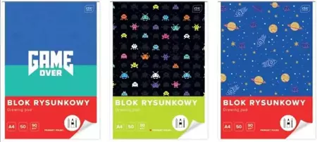 Blok rysunkowy A4/50K Game Over (5szt) - INTERDRUK