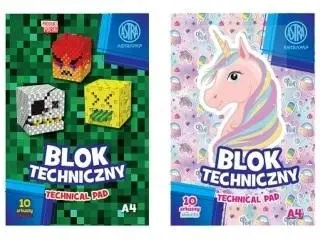 Blok techniczny A4/10K Pixel&Unicorn (10szt) ASTRA - ASTRA papiernicze