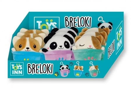 Brelok pluszowy kubek zwierzątko mix 9 sztuk display - Stnux