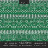 Christmas Pattern Scrapbook Paper Pad 8x8 Decorative Scrapbooking Kit for Cardmaking Gifts, DIY Crafts, Printmaking, Papercrafts, Green Knit Ugly Sweater Style - Crafty As Ever