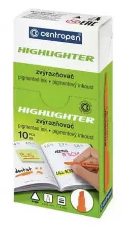 Cienki zakreślacz Highlighter źółty (10szt) - Centropen