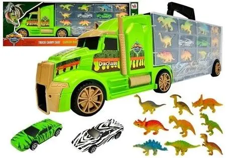 Ciężarówka z dinozaurami zielona - Leantoys