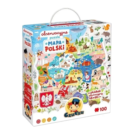 CuCzu Obserwacyjne puzzle Mapa Polski 100el 5+ - Bright Junior Media