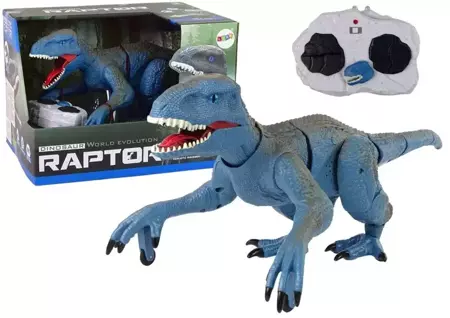 Dinozaur R/C Velociraptor niebieski z dźwiękiem - Leantoys