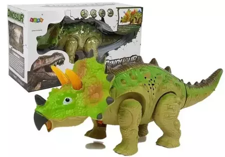 Dinozaur na baterie Triceratops zielony - Leantoys