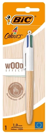 Długopis BIC 4 Colours Wood Style AST mix wzorów 1 sztuka blister