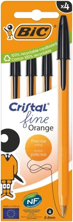 Długopis Orange Fine Cristal 4szt czarny BIC