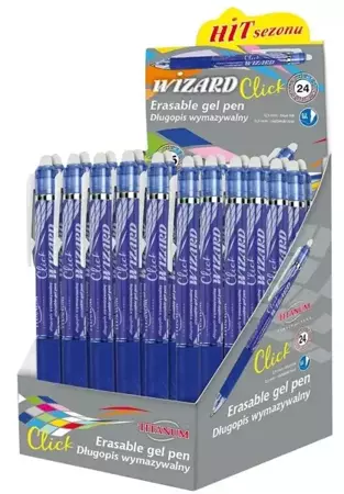 Długopis wymazywalny Wizard 0.7 niebieski (24szt) - Titanum