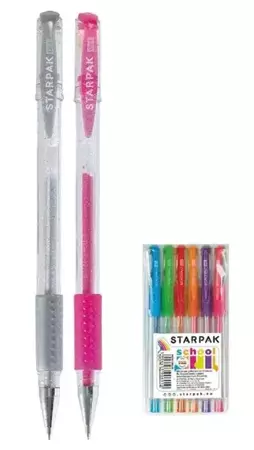 Długopis żelowy z gripem brokat 6 kolorów - STARPAK
