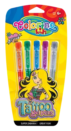 Długopisy Colorino Kids gel tattoo 5 kolorów - PATIO