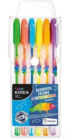Długopisy żelowe Fluo 6 kolorów KIDEA - DERFORM