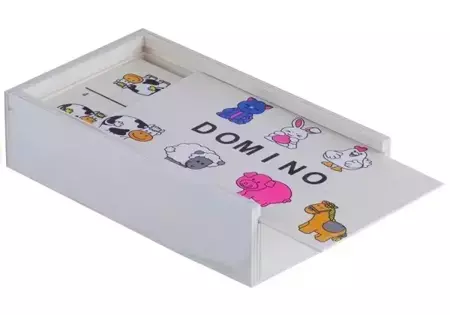 Domino Drewniane ze Zwierzątkami Gra Dla Dzieci - LEAN TOYS