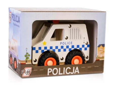 Drewniane auto z oponami - policja - Daffi