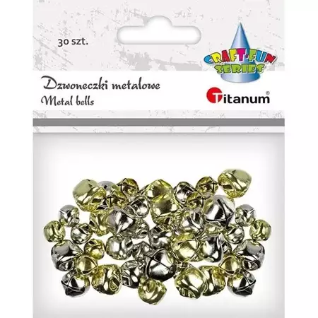 Dzwoneczki metalowe 8/10/12mm złote, srebrne 30szt - Titanum