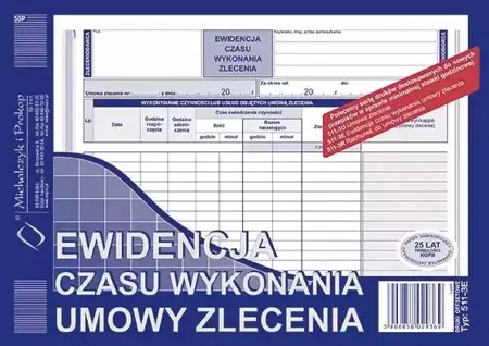 Ewidencja czasu wykonywania umowy zlecenia 511-3E - Michalczyk i Prokop