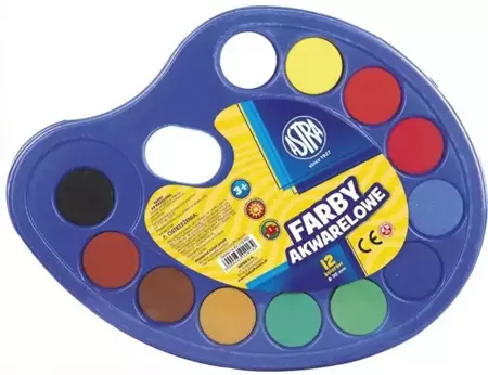 Farby akwarelowe paletka fi 30mm 12 kolorów ASTRA - ASTRA papiernicze