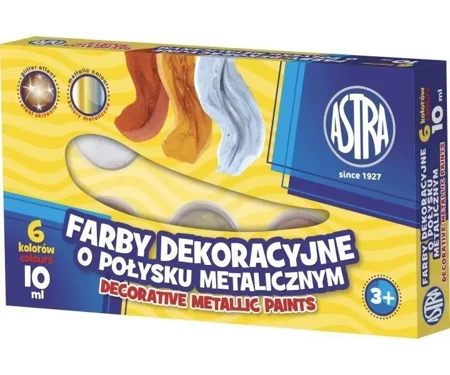 Farby dek. o połysku met. 6 kolorów 10ml ASTRA - ASTRA papiernicze