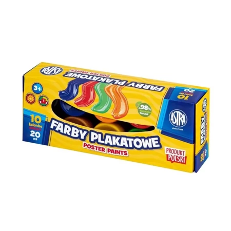 Farby plakatowe 10 kolorów 20ml ASTRA - ASTRA papiernicze