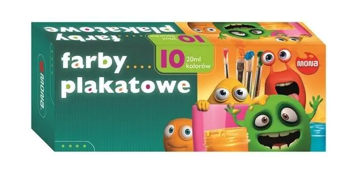 Farby plakatowe 10 kolorów 20ml eko MONA