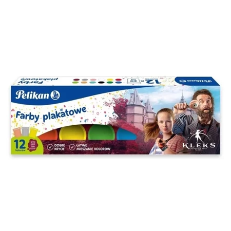 Farby plakatowe 12szt w miksie kolorów - PELIKAN