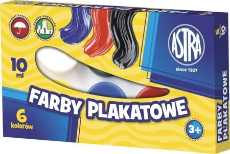 Farby plakatowe 6 kolorów 10ml ASTRA - ASTRA papiernicze