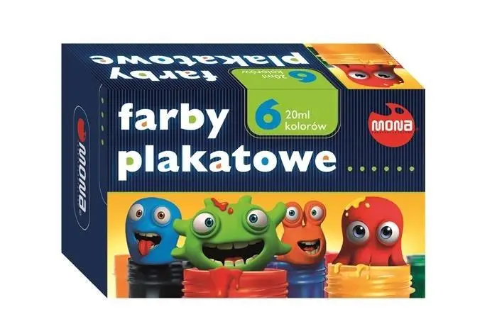 Farby plakatowe 6 kolorów 20ml eko MONA