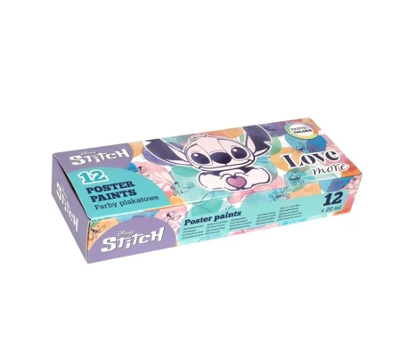 Farby plakatowe Disney Fashion Stitch 20ml 12 kolorów pastel - PATIO