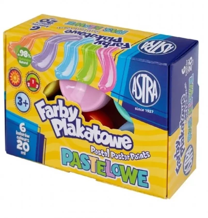 Farby plakatowe pastelowe 6 kolorów 20ml ASTRA - ASTRA papiernicze