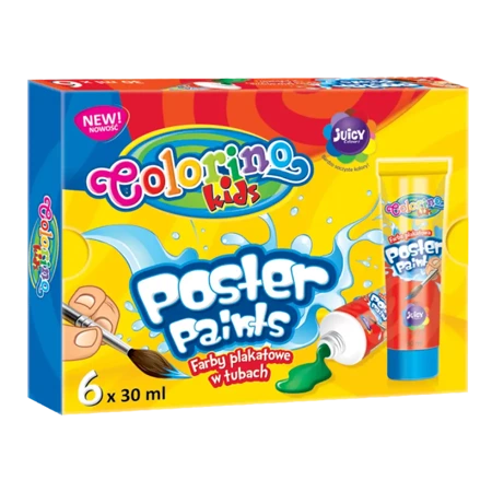 Farby plakatowe  w tubach Colorino Kids 30 ml 6 kolorów - PATIO