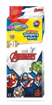 Farby tempera w tubach Colorino Kids 12 kolorów 12 ml Avengers