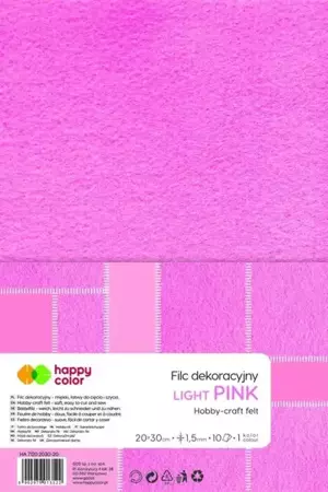 Filc dekoracyjny jasnoróżowy 10szt HAPPY COLOR - GDD
