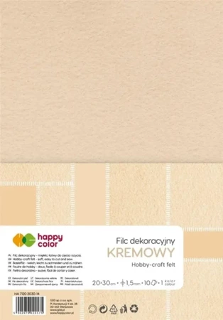 Filc dekoracyjny kremowy 10szt HAPPY COLOR - GDD