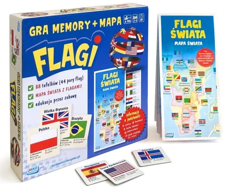 Flagi. Gra memory + mapa - Wydawnictwo Jako