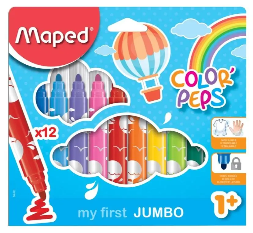 Flamastry Colorpeps maxi trójkątne 12 kolorów MAPE - Maped