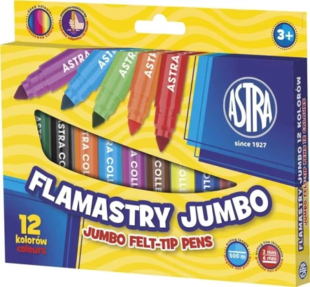 Flamastry Jumbo 12 kolorów ASTRA - ASTRA papiernicze