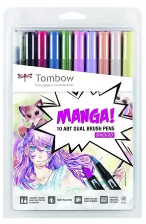 Flamastry dwustronne MangaSet Shojo 10 kolorów - Tombow