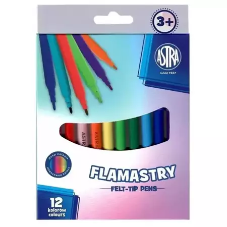 Flamastry okrągłe Cx Pastel Line 12 kolorów ASTRA - ASTRA papiernicze