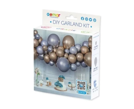 Girlanda balonowa DIY srebrno-złota 65szt - Godan