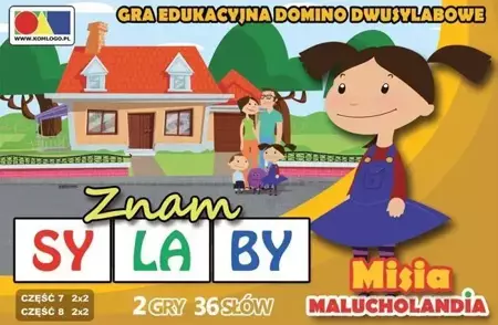 Gra domino. Znam sylaby. Cz. 7 i 8 - zestaw Misia - KOMLOGO