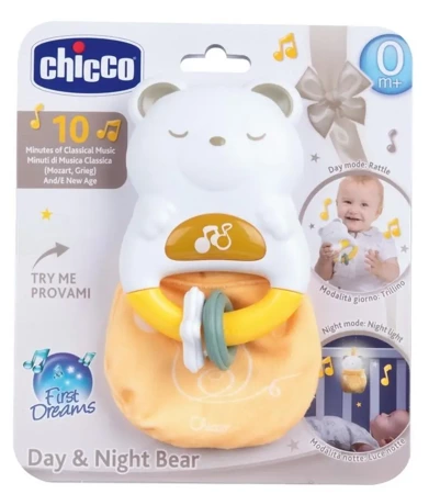 Grzechotka 2w1 Miś świecąca lampka nocna - Chicco