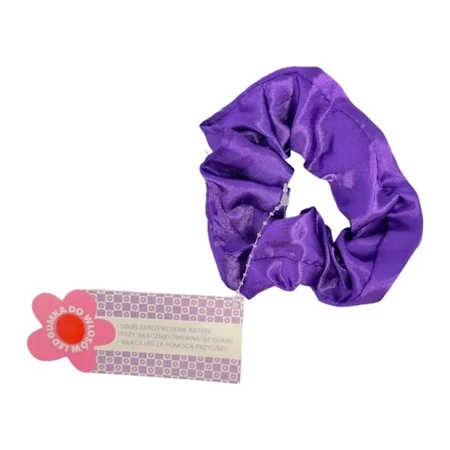 Gumka scrunchie do włosów led ciemno fioletowa - MCD